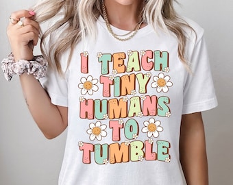 Camisa de profesor de gimnasia groovy, linda camisa de caída, regalo para instructor de caída, enseño a pequeños humanos a caer camisa, gimnasia de caída