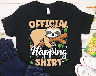 Official Napping Shirt, Sleeping Sloth Shirt for Kids, Cute Sloth Shirt For Women, Kawaii Sloth Lover Gift, Funny Sleeping Lazy Sloth Shirt
