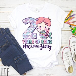Two Years of Being Mermazing Shirt, Cute Mermaid Birthday Shirt for Girls 2nd Birthday Shirt, Mermaid Birthday Party Outfit, Mermaid Lover