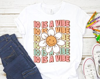 Ten is A Vibe Shirt, Groovy 10th Birthday Shirt for Kids, 10 Is A Vibe Shirt, Retro 70s Birthday Shirt for Kids, Cute Daisy Flower Shirt
