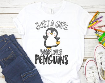 ペンギンが大好きな女の子のシャツ | 子供用のかわいいペンギンのシャツ | ペンギン好きへの面白いギフト | ペンギンの誕生日プレゼント | かわいい動物のシャツ