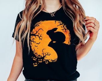 Lustiges Häschen-Halloween-Shirt, gruseliges Kaninchen-Shirt, Kaninchen-Liebhaber-Hemd, gruseliges Halloween-Häschen-Shirt, Häschen-Kostüm-Hemd, Häschen-Besitzer