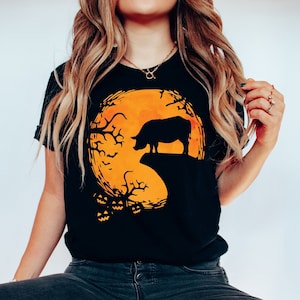 Funny Pig Halloween Shirt, Spooky Pig Silhouette Shirt, Pig Lover Shirt, Spooky Halloween Pig Shirt, Pig Costume Shirt, Farm Animal Shirt