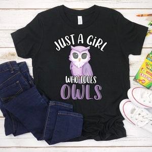 フクロウが大好きな女の子のシャツ | 女の子向けのかわいいフクロウのシャツ | 面白いフクロウ好きへのギフト | 鳥好きの子供への誕生日シャツ | フクロウのギフト