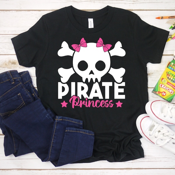 Pirate Princess Shirt, Cute Pirate Shirt For Girls & Women, Pirate Kids Shirt, Skull and Crossbones Shirt, Pirate Birthday Party Shirt