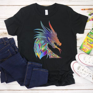 Dragon Shirt | Winged Dragon | Drachen-Shirt für Kinder| Prismatische Dragon | Dragon Silhouette | Psychedelische Shirt | Psychedelische Kleidung