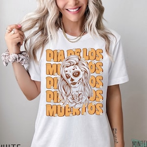 Dia De Los Muertos Shirt, Groovy Day of the Dead Shirt, Floral Sugar Skull Lady Shirt, Mexican Halloween Shirt, Day of the Dead Outfit