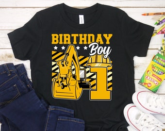 Chemise de construction 1er anniversaire, chemise de fête d'anniversaire de construction de 1 an pour garçons, chemise d'excavatrice, chemise 1 et creuser, pelle