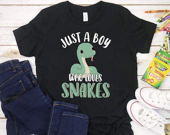 Just A Boy Who Loves Snakes Shirt | Cute Snake Shirt for Kids | Funny Reptile Lover Gift | Pet Snake Birthday Gift | Python Boa Constrictor