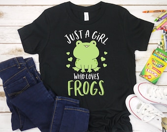 Just A Girl Who Loves Frogs Shirt | Cute Frog Shirt | Funny Frog Lover Gift | Frog Shirt for Kids | Frog Shirt for Girl | Amphibian Shirt