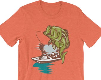 Bass Fishing Shirt | Großer Mund Bass Shirt | Angeln-Geschenk | Fischer-Shirt | Retro-Angeln T-Shirt | Bass Fischer Shirt | Bass Shirt