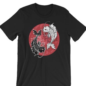 Yin e Yang camicia | Pesci di Koi giapponesi camicia | Simbolo di Yin Yang | Camicia di pesce | Camicia giapponese | Koi Fish Art