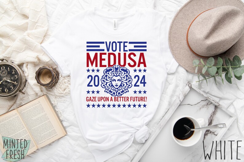 Vote Medusa Shirt, Funny Medusa for President Shirt, Funny 2024 Election Shirt, Funny Greek Mythology Shirt, Political Satire Shirt image 2