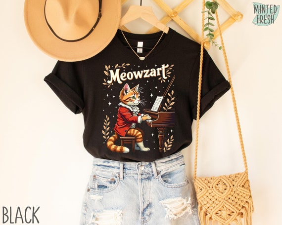 Meowzart Shirt, Mozart Funny Cat Pun Shirt, Classical Piano Music Shirt, Mozart Lover Shirt, Gift for Cat Lover Shirt, Cat Humor Shirt