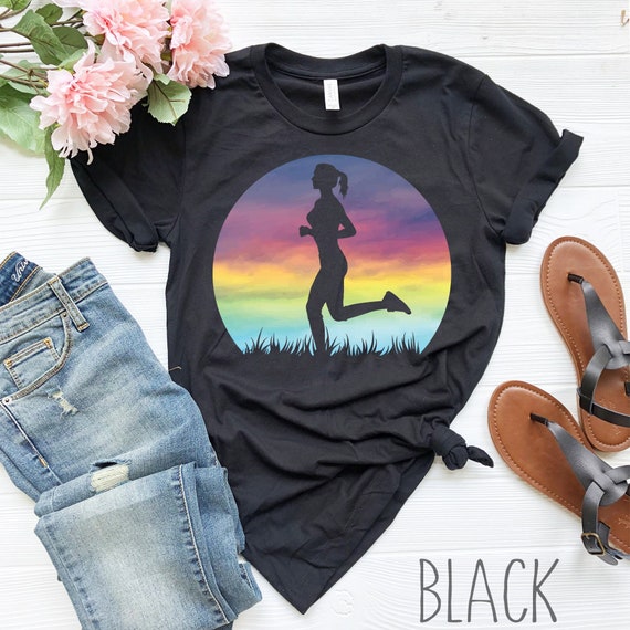 Womens Running Shirt | Retro Sunset Shirt | Cross Country Shirt | Gift for Runner | Marathon Runner Shirt | Distance Runner | Jogger Shirt
