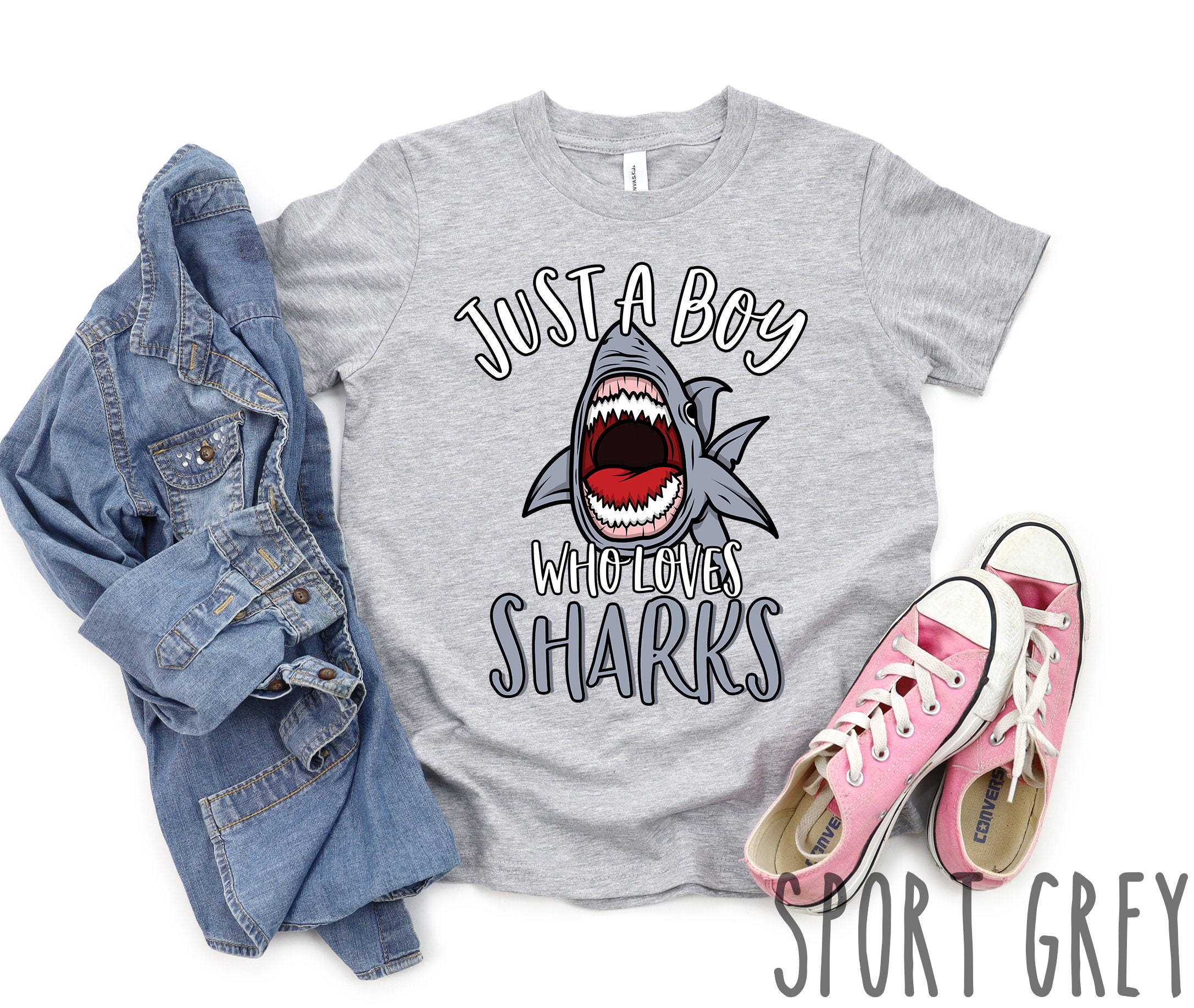 Just A Boy Who Loves Sharks Shirt Cute Funny Shark Shirt for Etsy