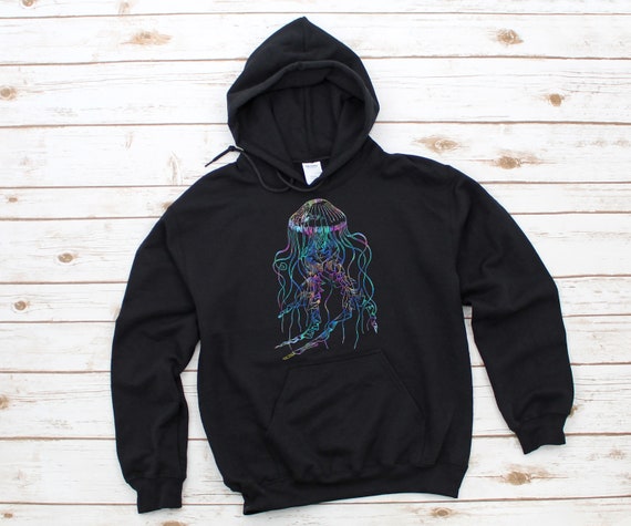 Jellyfish Hoodie Psychedelic Hoodie Psychedelic Clothing Trippy Hoodie Jelly Fish Trippy Clothing Ocean Sea Creature Etsy
