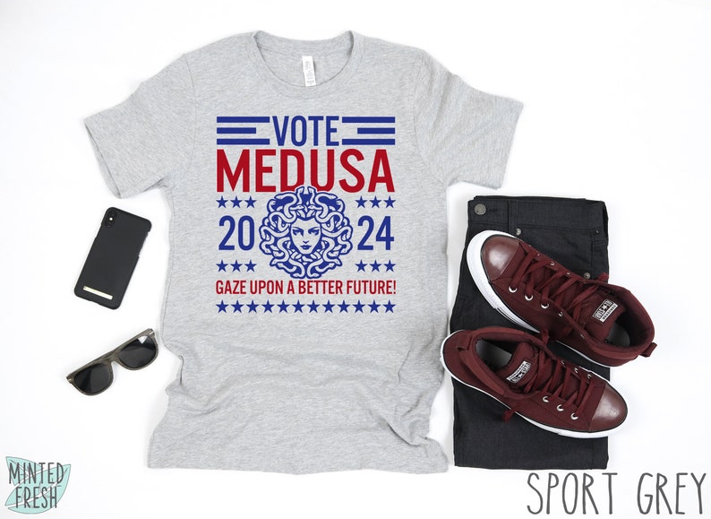 Vote Medusa Shirt, Funny Medusa for President Shirt, Funny 2024 Election Shirt, Funny Greek Mythology Shirt, Political Satire Shirt image 5