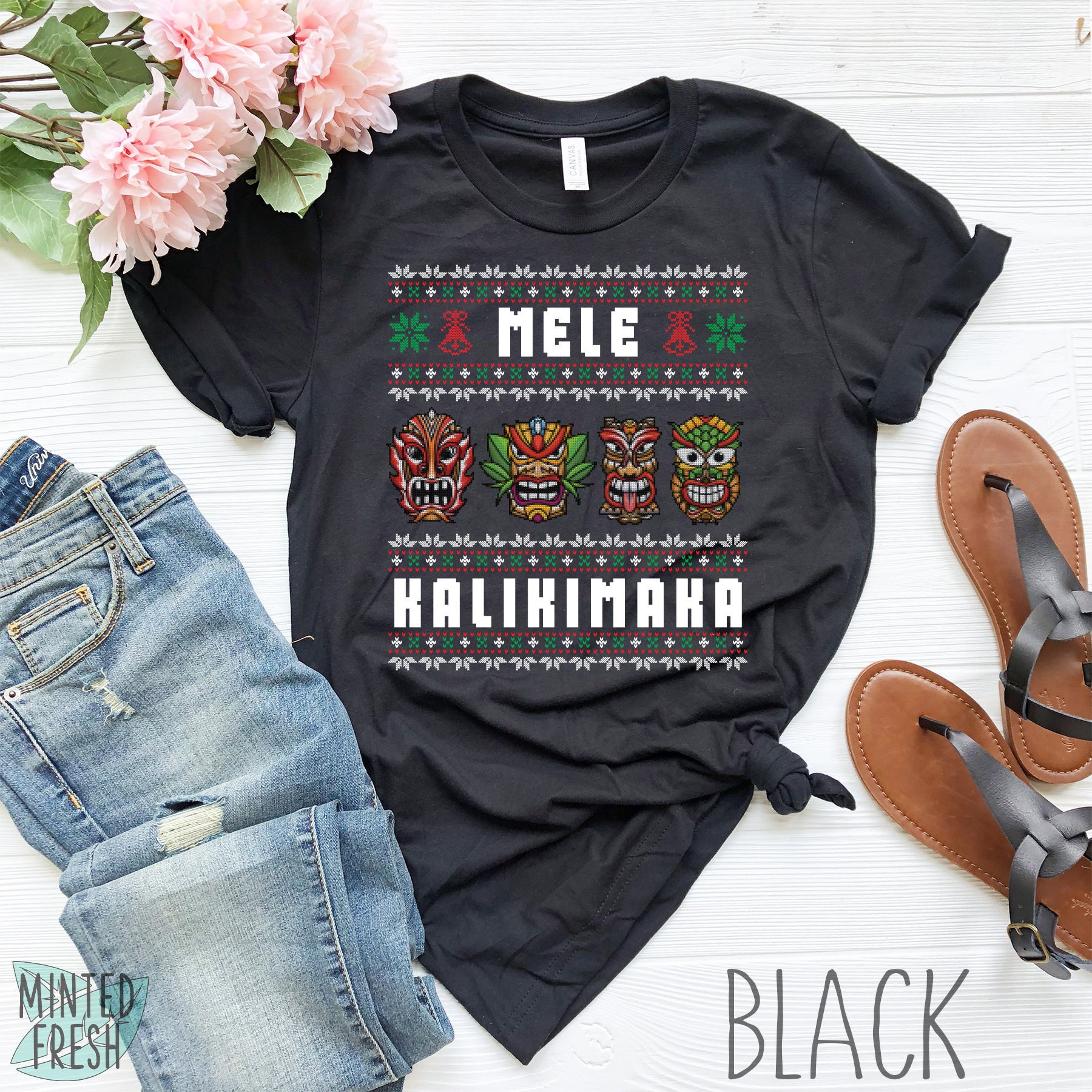 Mele Kalikimaka Shirt, Hawaii Ugly Christmas Sweater Shirt, Tiki