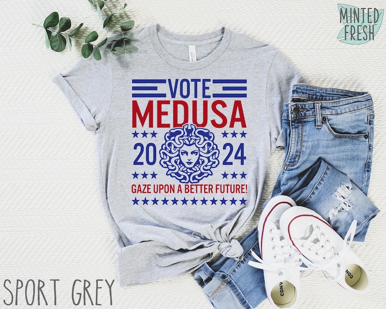 Vote Medusa Shirt, Funny Medusa for President Shirt, Funny 2024 Election Shirt, Funny Greek Mythology Shirt, Political Satire Shirt image 1