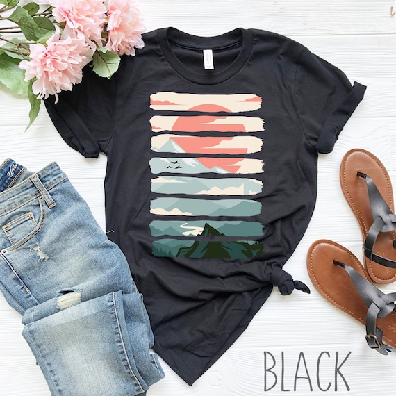 Artistic Mountain Sunset Shirt | Wilderness Shirt | Outdoors Shirt | Hiking Shirt | Nature Landscape Shirt | Adventure Shirt | Hiking Gift
