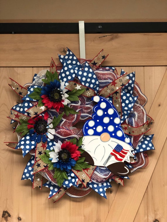 Independence July 4th Wreath Summer Wreath Patriotic Gnome American Flag Memorial Day Hanging for Front Door C Independence July 4th Wreath Summer Wreath Patriotic Gnome American Flag Memorial Day Hanging for Front Door C
