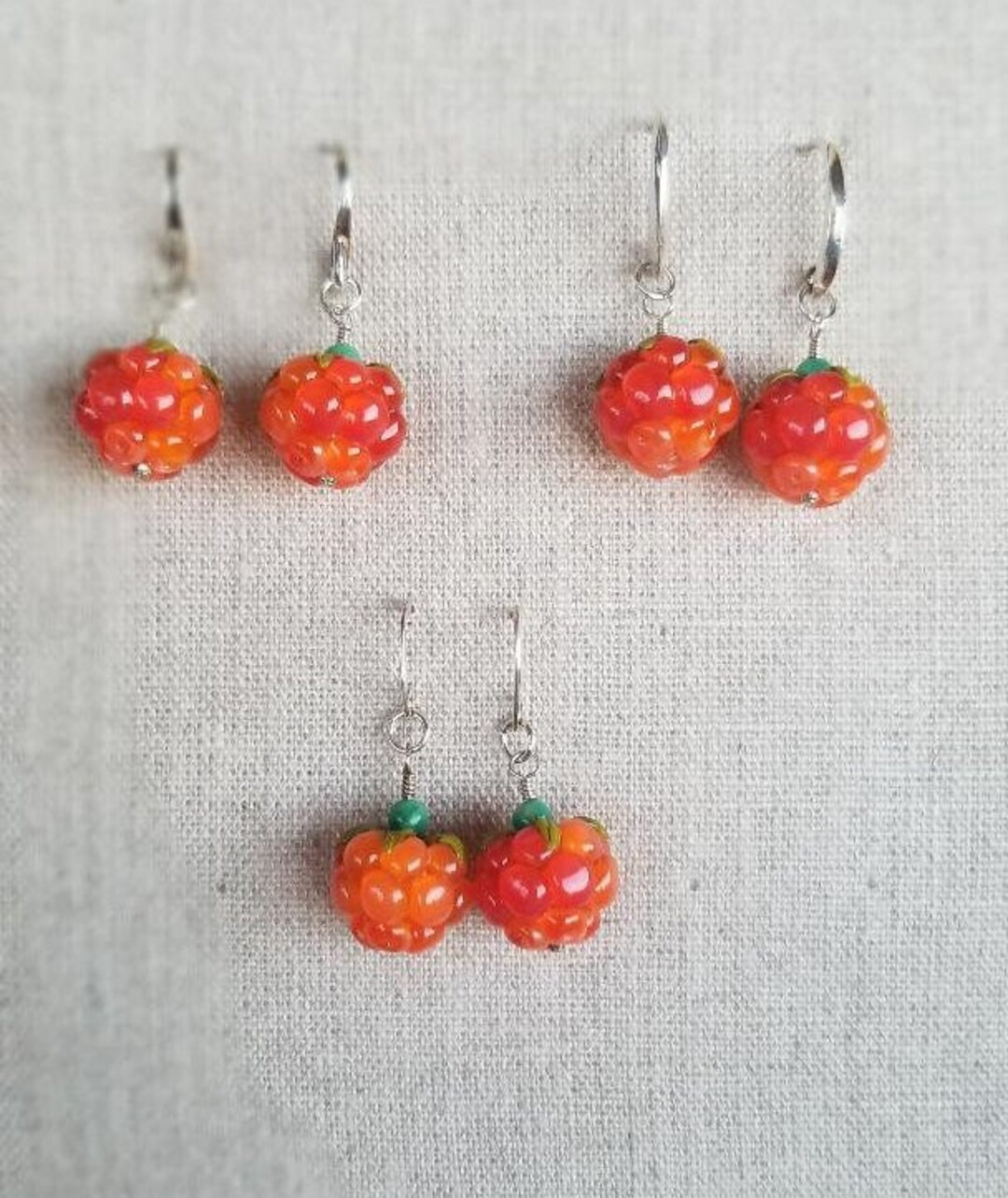 Cloudberry Earrings and Necklace Salmonberry Earrings and Necklace