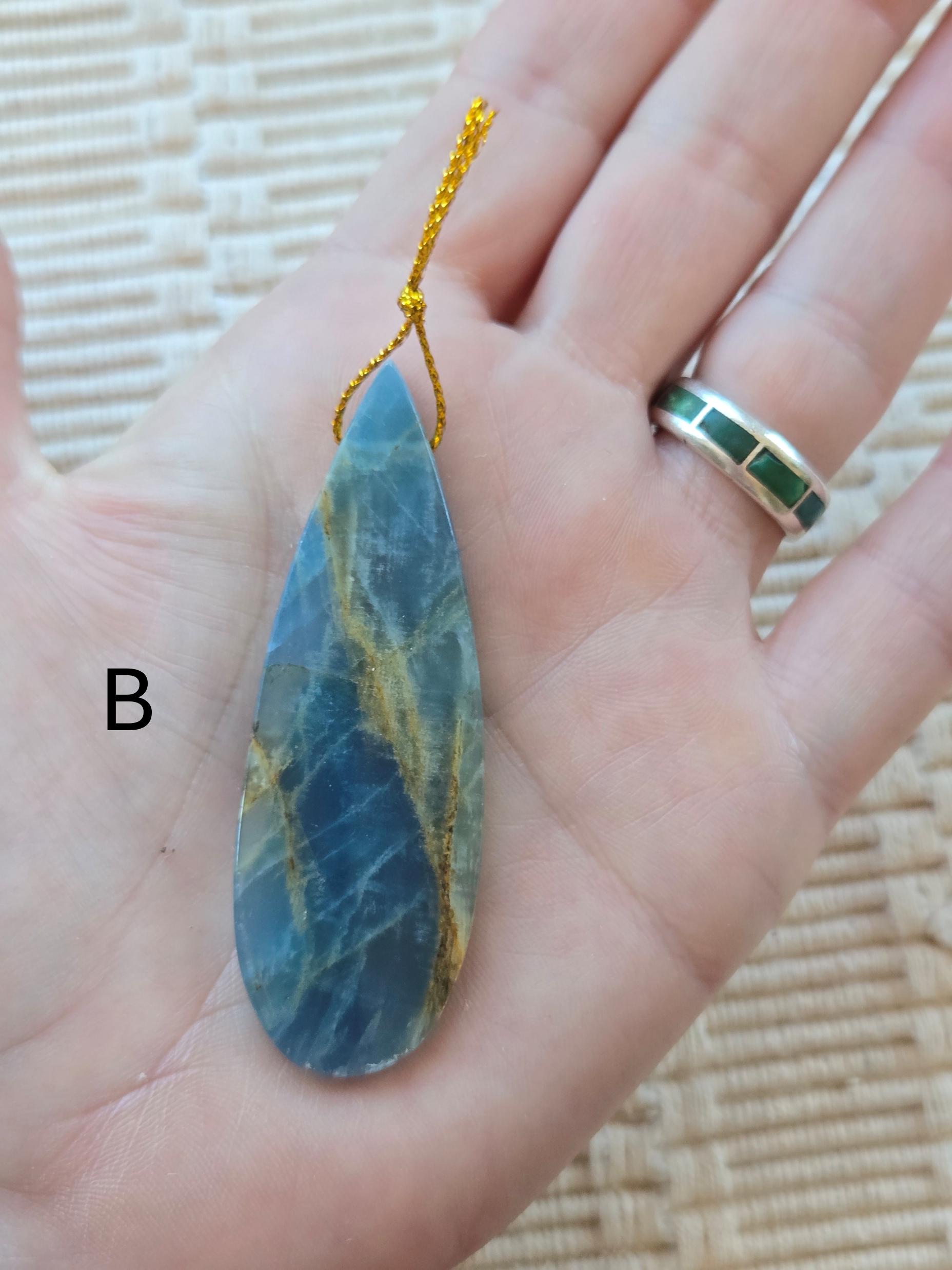 Lemurian Aquatine Calcite and Sterling Silver Pendant Necklace - Etsy