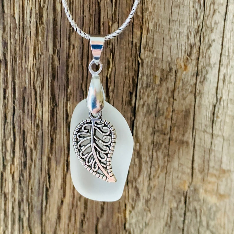 Small White Beach Glass Friendship Pendant