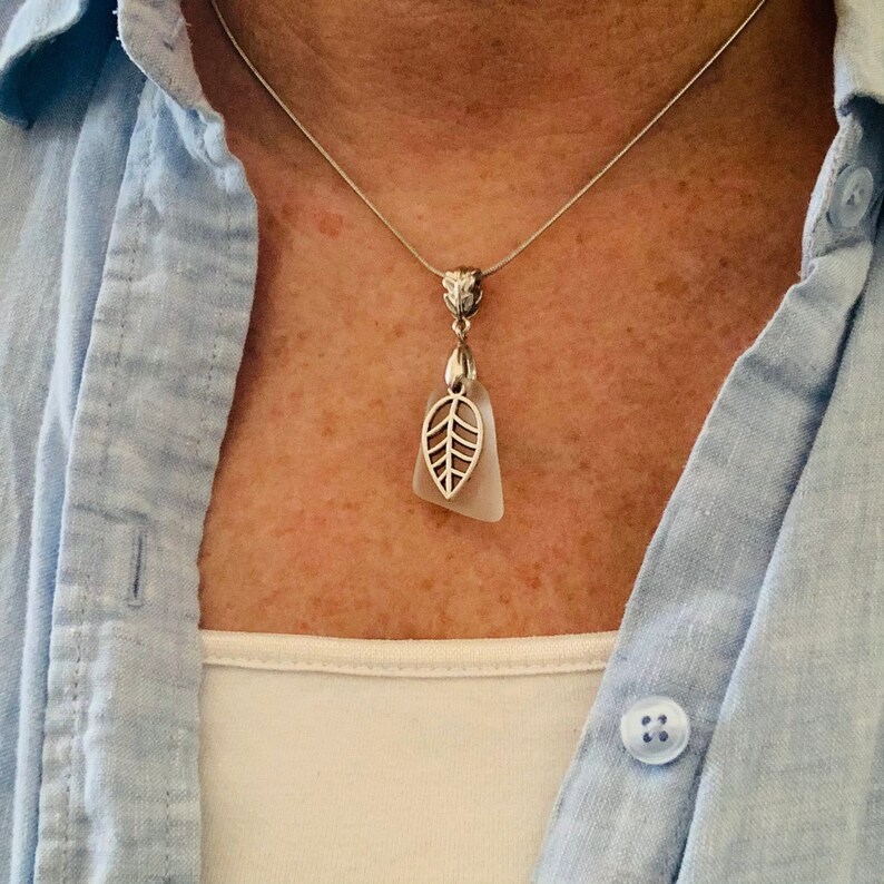 Small White Beach Glass Friendship Pendant