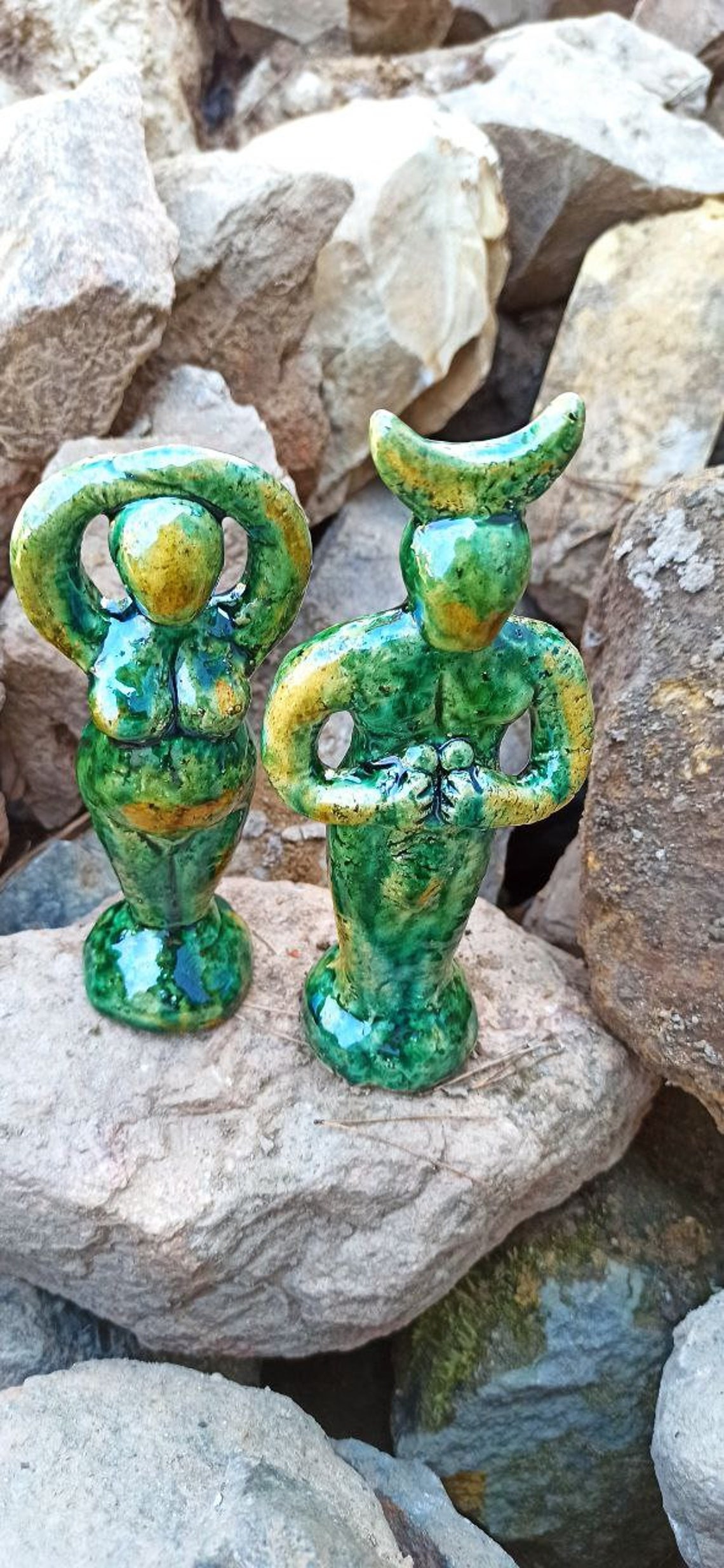 Horned God and Moon Goddess wiccan altar statues set of 2 Etsy