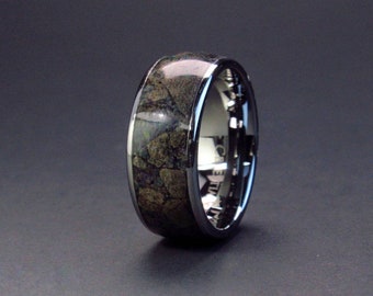 Tyrannosaurus Rex Dinosaur Bone Fossil  Tungsten Wedding Band