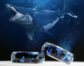 Megalodon and Meteorite Blue Glow Ring