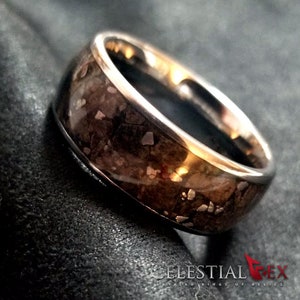 Tyrannosaurus Rex, Meteorite Ring, Glow Ring, 9mm, Tungsten Wedding Band, Fossil Ring, Wedding Band, Dinosaur Meteorite Ring, T-Rex Ring