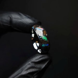 Lunar Opal Rex, Real Moon, Tyrannosaurus Rex Fossil Bone, Opals. Lunar Meteorite, Blue Glow Ring, ultimate wedding band