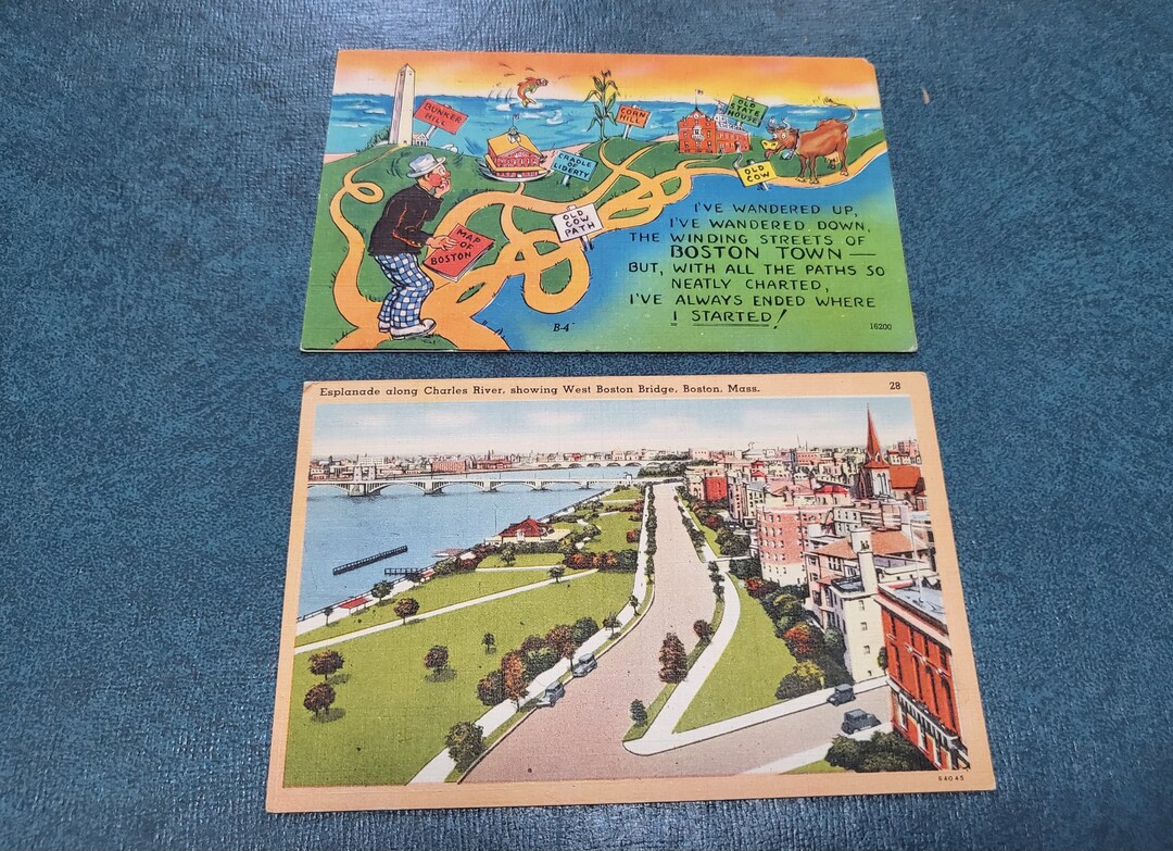 Vintage Boston Postcards Lot of Two Etsy