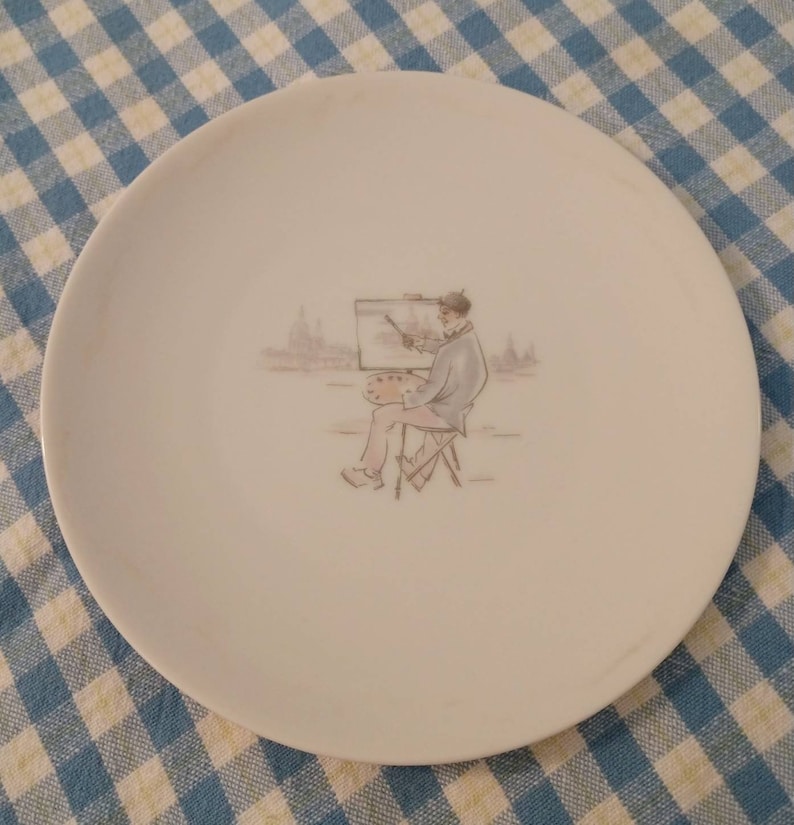 Hutschenruether Selb Lunch Set Lunch Plate Tea Cup Bread and Butter Plate Bavaria Germany Pasco Paris Scenes 1950/'s Unique!