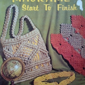 Vintage 70&#39;s Macrame Patterns; Macrame Handbag, Belt, Burlap Bag Instant PDF Download .