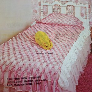 Vintage 70&#39;s Single Twin Bed Macrame Bedspread Pattern &quot;Sweet Sue Coverlet&quot; Instant PDF Download