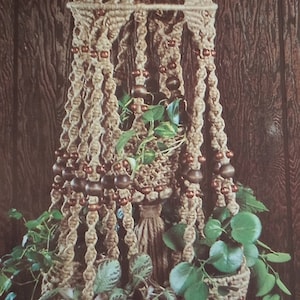 Vintage 70&#39;s Macrame Plant Hanger Hanging Plant Pattern &quot;Luminaire&quot; Instant PDF Download