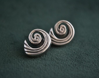 Greek Meander Earrings, 925 Silver Studs with Archaic Design, Ancient Greek Earrings