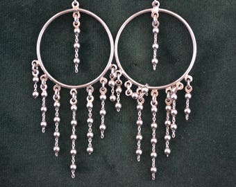 Dazzling Sterling Silver Earrings, Silver Circle Drop Earrings, Unique Women's Earrings, Gift for Her, Greek Artisan Jewelry
