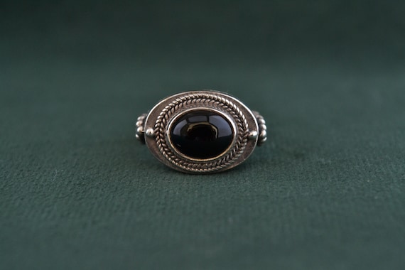【VASEUL】Byzantine Right Angle Onyx Ring Men's Ring Silver 925 Black Onyx Byzantine Deco Geometric
