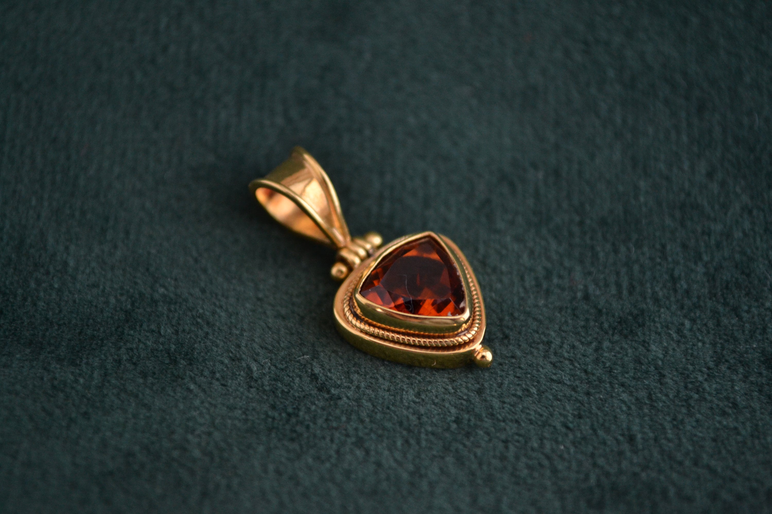 Marvelous  18K Gold Pendant with Honey Topaz, Gold Triangle Pendant, Women's Gold Pendant, Gemstone Pendant, Greek Jewelry, Gift for Her