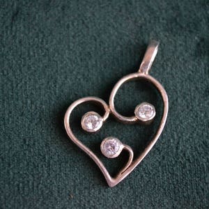 Silver Heart Pendant, Sterling Silver Heart Pendant with Cubic Zirconia, Women's Silver Pendant, Valentine's Day Pendant, Gift for Her