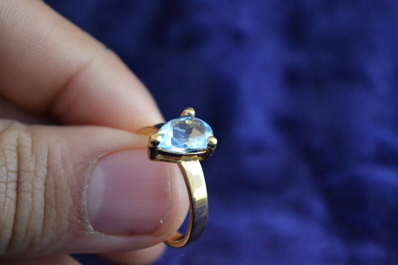 Gold und Blautopas Tropfen Ring, 18k Gold Tropfen Ring, Damen Gold Statement Ring, Einzigartiger Gold Ring, Griechischer Handwerker Schmuck Bild 5