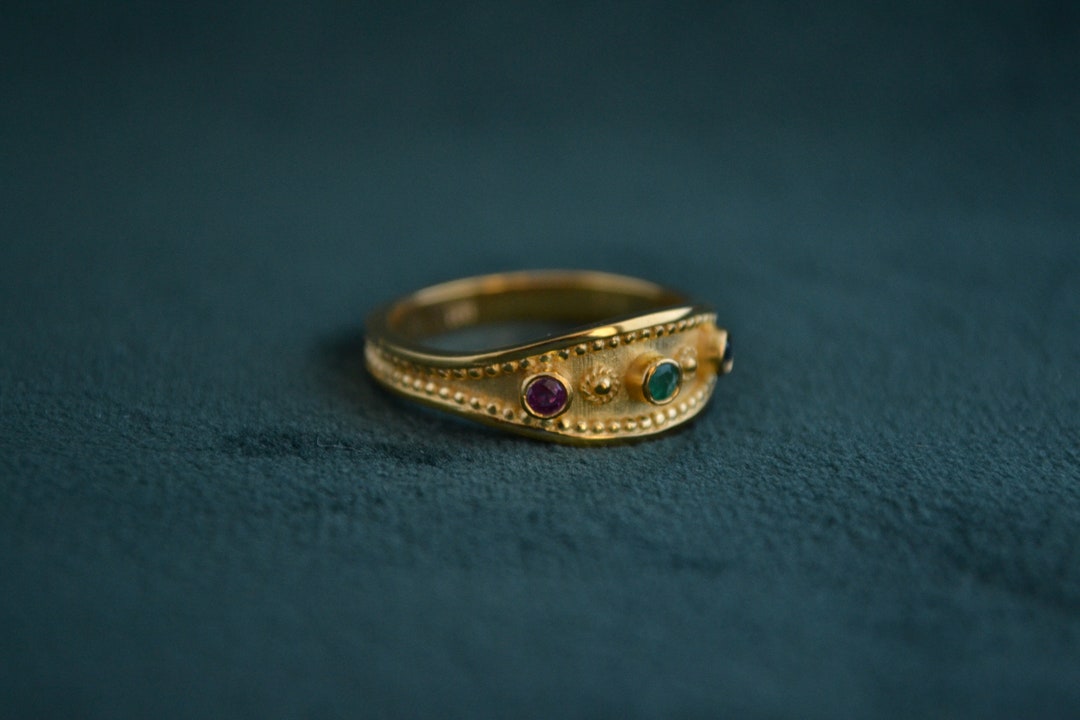 Schicker Byzantinischer Ring, 14K Gold Byzantinischer Ring mit ...