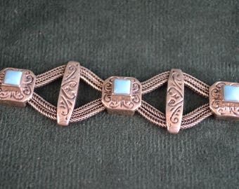 Byzantine Sterling Silver Bracelet with Turquoise or Coral, 925 Silver Bracelet with Turquoise/Coral, Women's Vintage Bracelet, Gift for Her