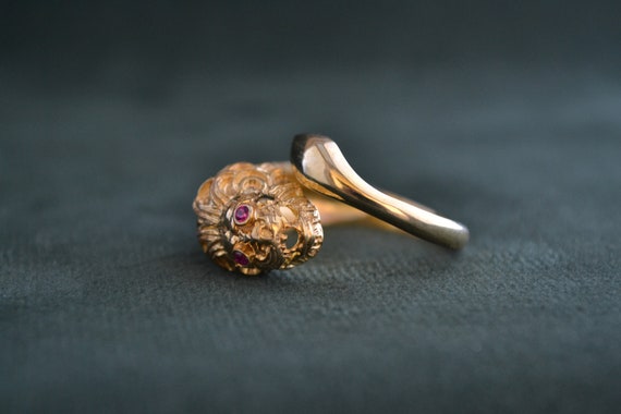22K Gold plated Ring With Lion s Head 925 Silver Ring With Cubic Zirconia Greek Animal Themed Jewelry Etsy