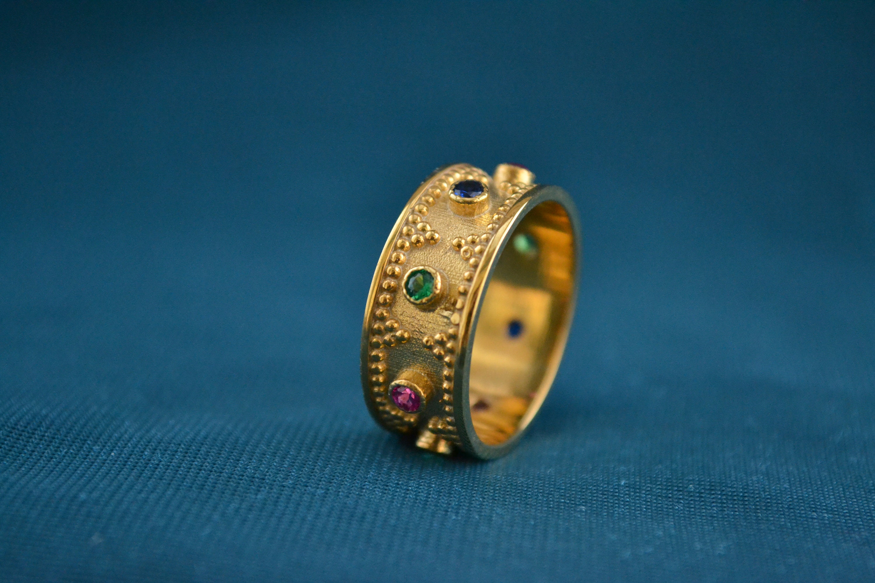 Mehrfarbiger byzantinischer Ring 22K vergoldeter Ring mit Etsy